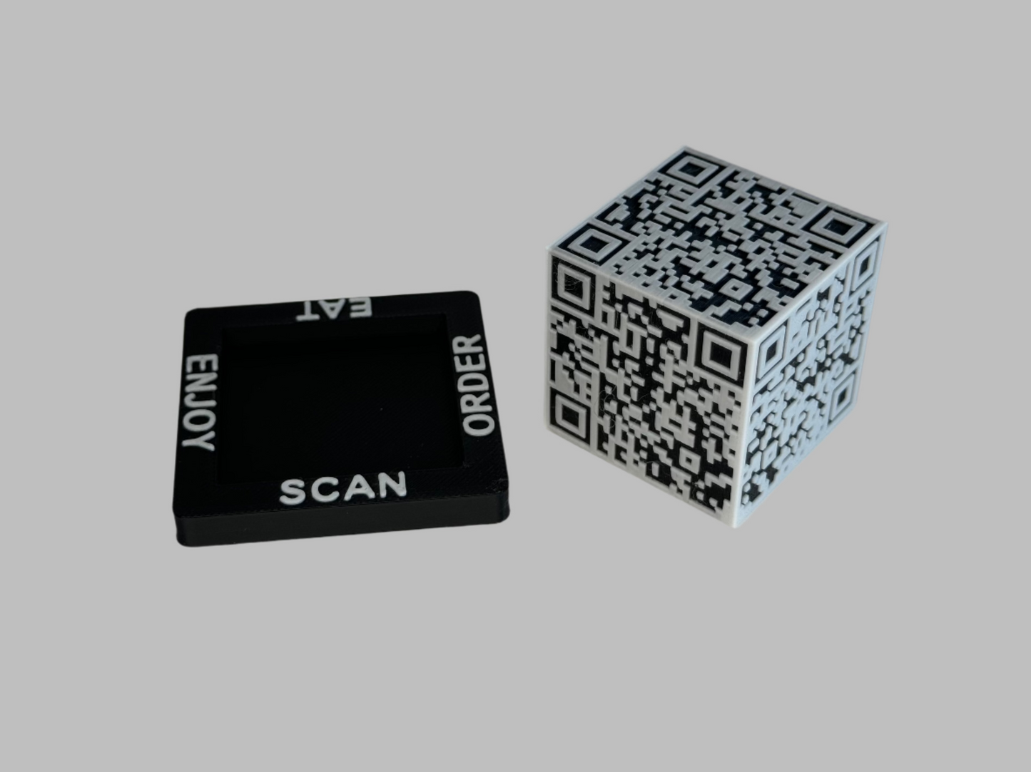Restaurant menu QR code cube