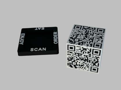 Restaurant menu QR code cube
